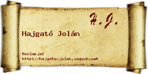 Hajgató Jolán névjegykártya